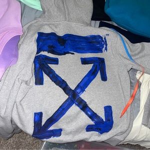 Off white Medium hoodie Blue painted arrows